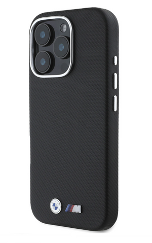 Apple iPhone 16 Pro Kılıf BMW Orjinal Lisanslı Tam Sarılmış Kevlar Tasarımlı Metal Logo Suni Deri Kapak