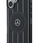 Apple iPhone 16 Kılıf Mercedes Benz Orjinal Lisanslı M-safe Şarj Özellikli Çift Katmanlı Paralel Çizgi Desenli Kapak