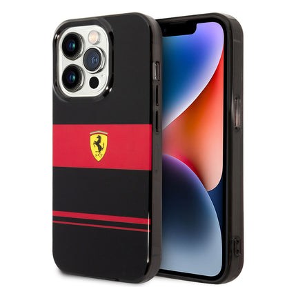 Ferrari iPhone 14 Pro Max Kılıf – Orijinal Lisanslı, M-Safe Uyumlu, Yatay Çizgili Tasarım
