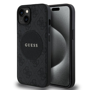 Guess iPhone 15 Kılıf – Orijinal Lisanslı, M-Safe Uyumlu, Circle Logolu Kapak