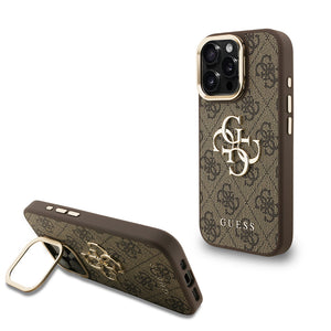 Guess iPhone 16 Pro Kılıf – Orijinal Lisanslı, 4G Logolu Deri, Standlı