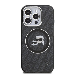Karl Lagerfeld iPhone 16 Pro Kılıf – Orijinal Lisanslı, Simli Karl & Choupette Tasarımı